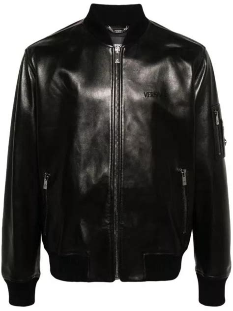 versace miläter mantel|Versace black bomber jacket.